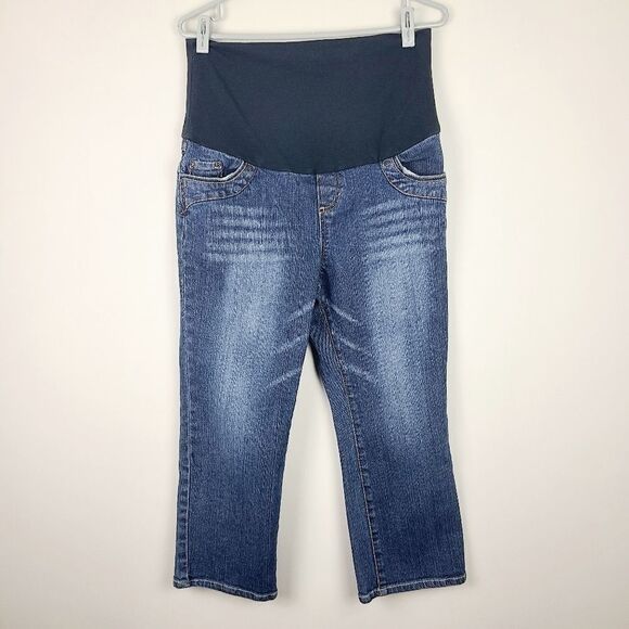 Thyme Maternity Cropped Denim Jeans Medium - Picture 2 of 16